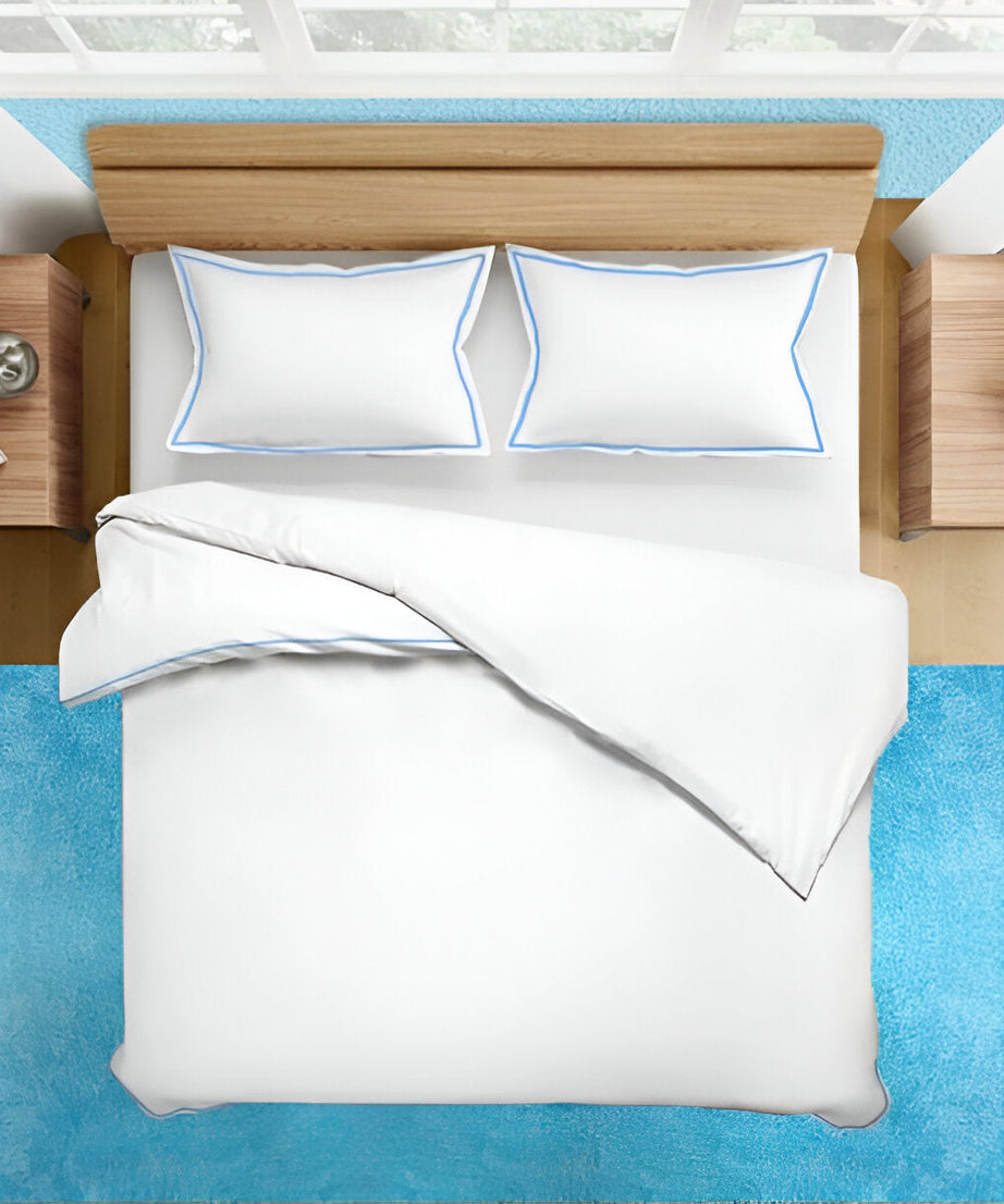 400TC Embroidery Cotton Sateen Solid Duvet Cover Set