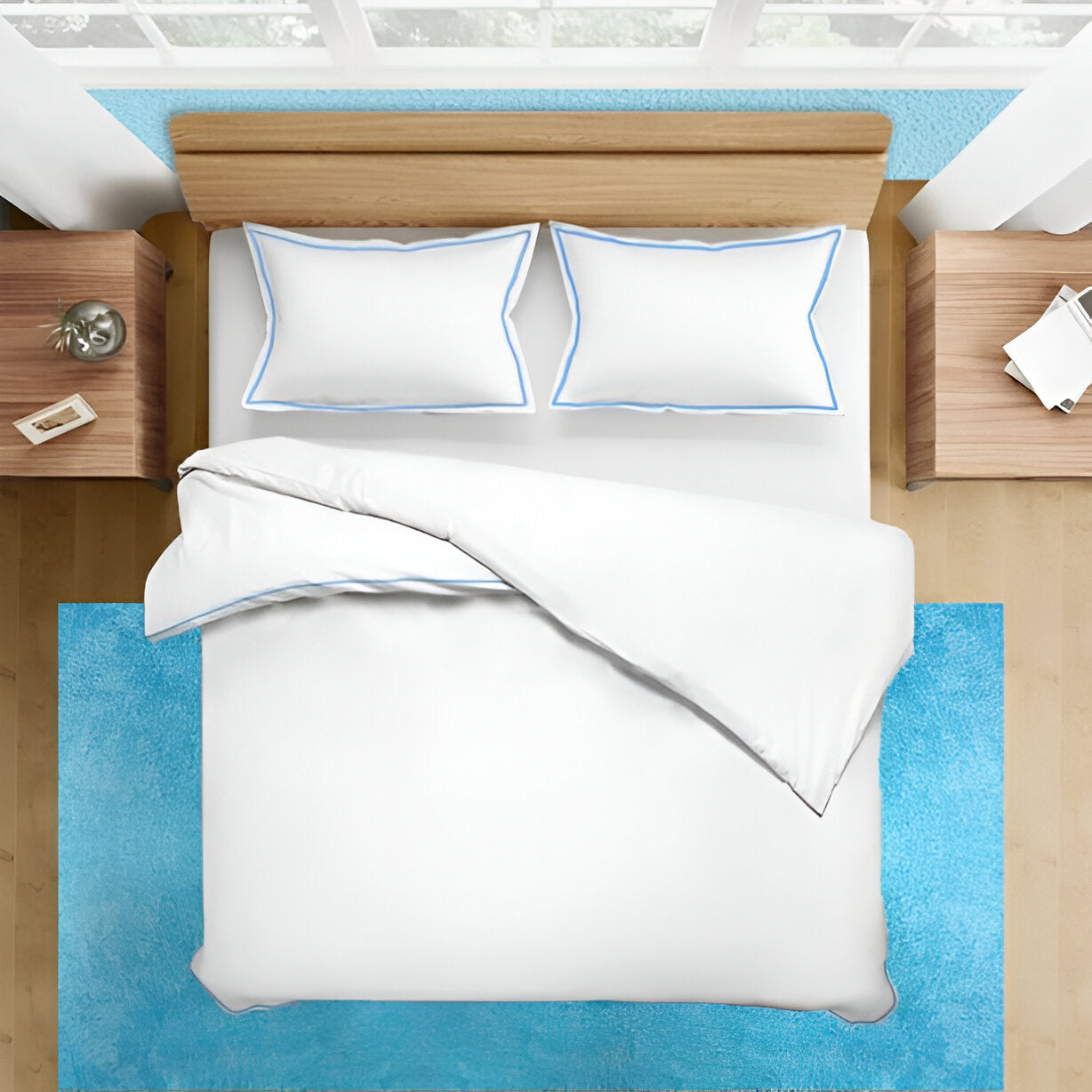 400TC Embroidery Cotton Sateen Solid Duvet Cover Set