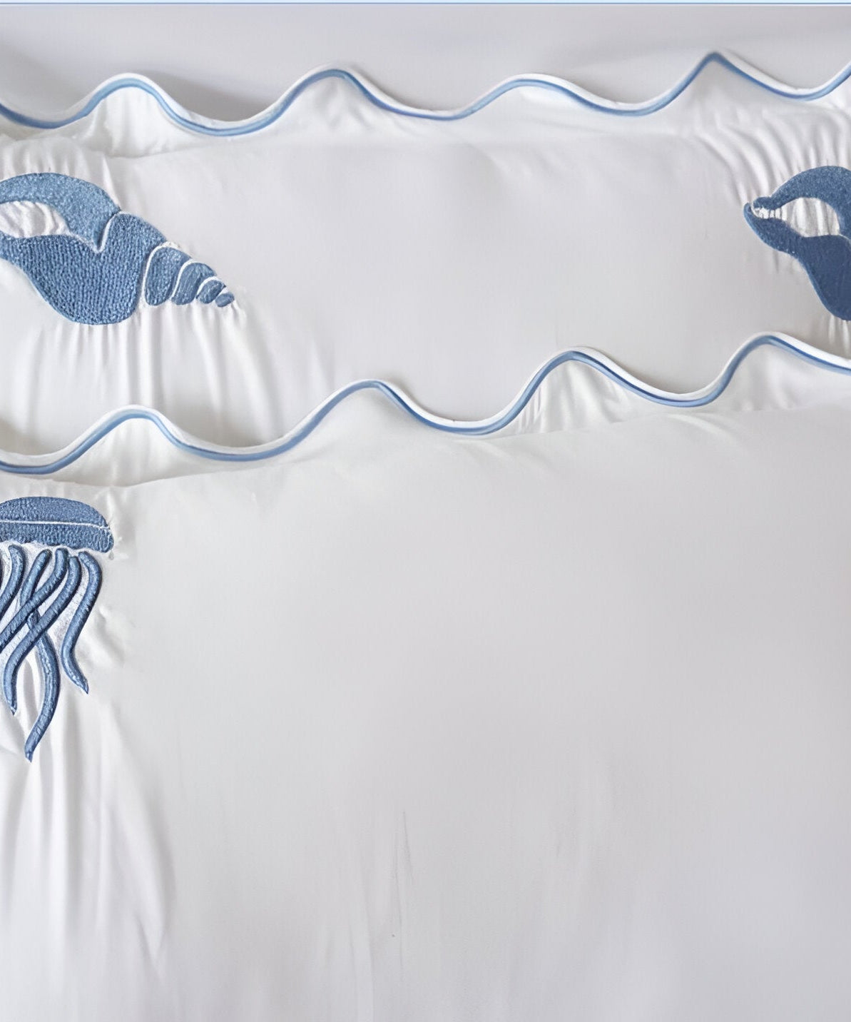 Seahorse Embroidered Cotton Sateen Duvet Cover Set