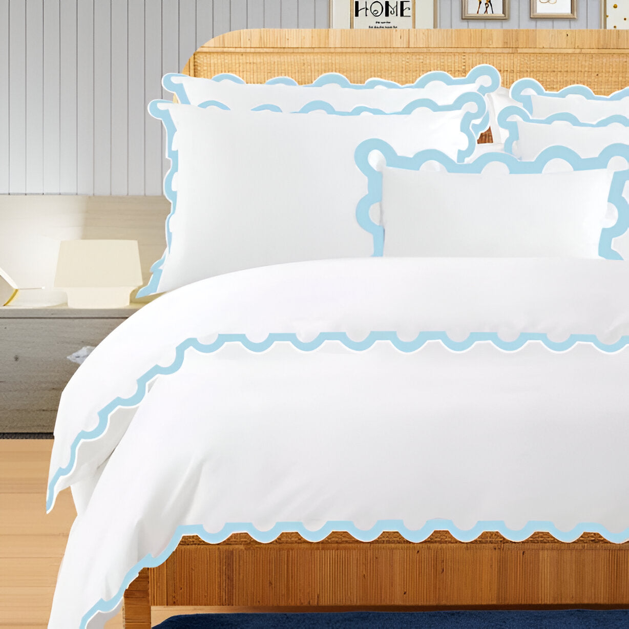400TC U Shape Applique Embroidery Cotton Duvet Cover Set