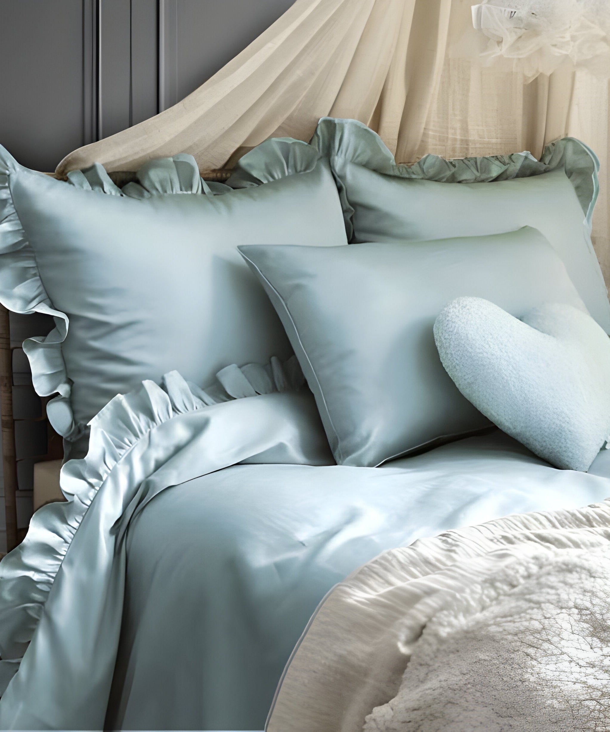400TC Cotton Sateen Ruffle Duvet Cover Set