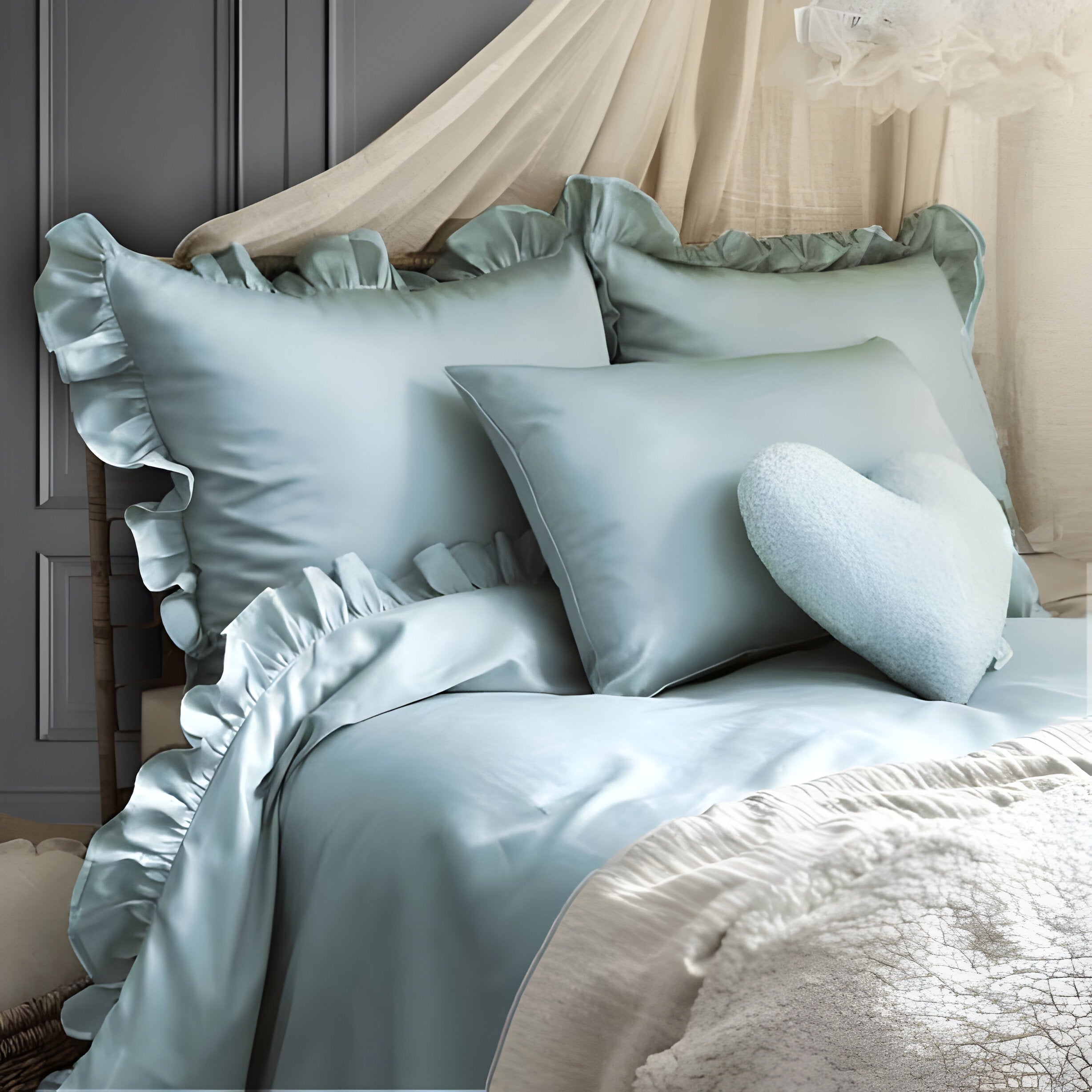 400TC Cotton Sateen Ruffle Duvet Cover Set