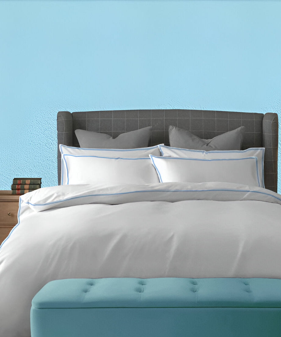 400TC Embroidery Cotton Sateen Solid Duvet Cover Set