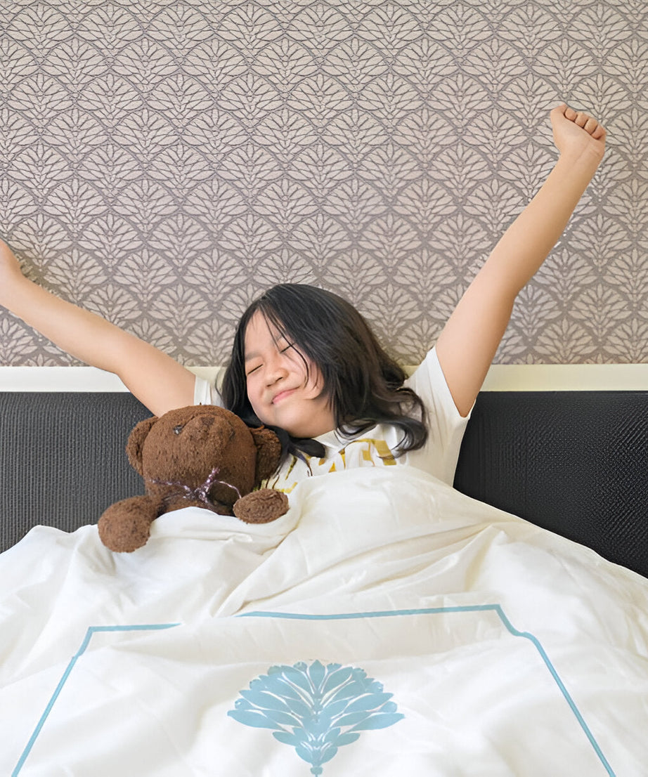 Leafy Embroidered Cotton Sateen Duvet Cover Set