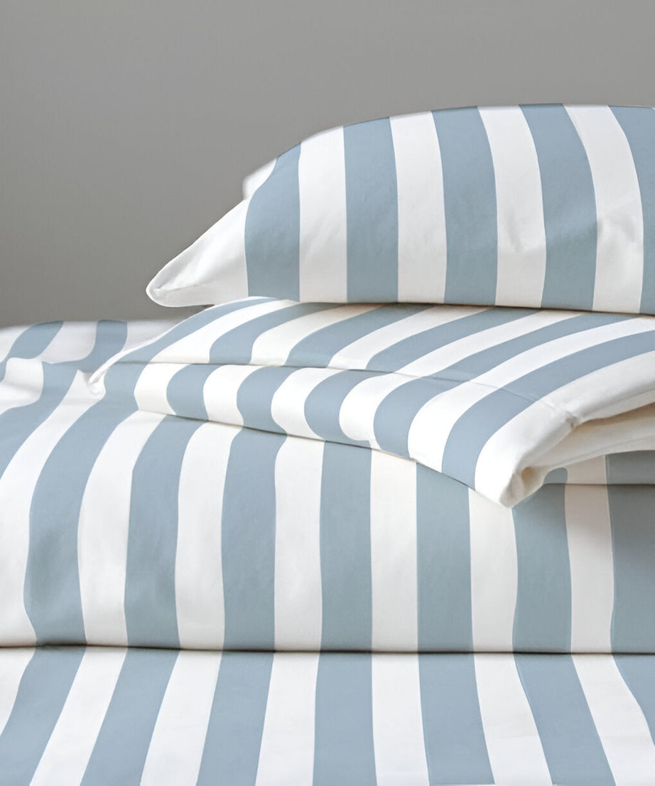 400TC Stripe Border Frame Cotton Sateen Duvet Cover Set