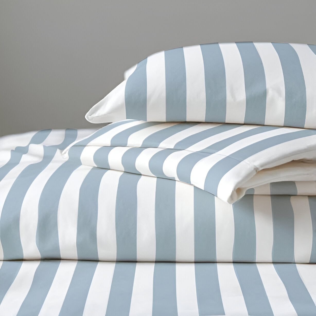 400TC Stripe Border Frame Cotton Sateen Duvet Cover Set