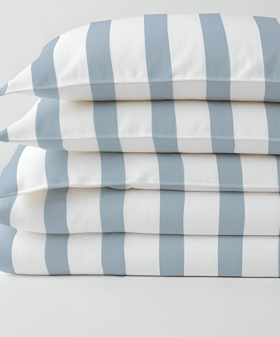 400TC Stripe Border Frame Cotton Sateen Duvet Cover Set