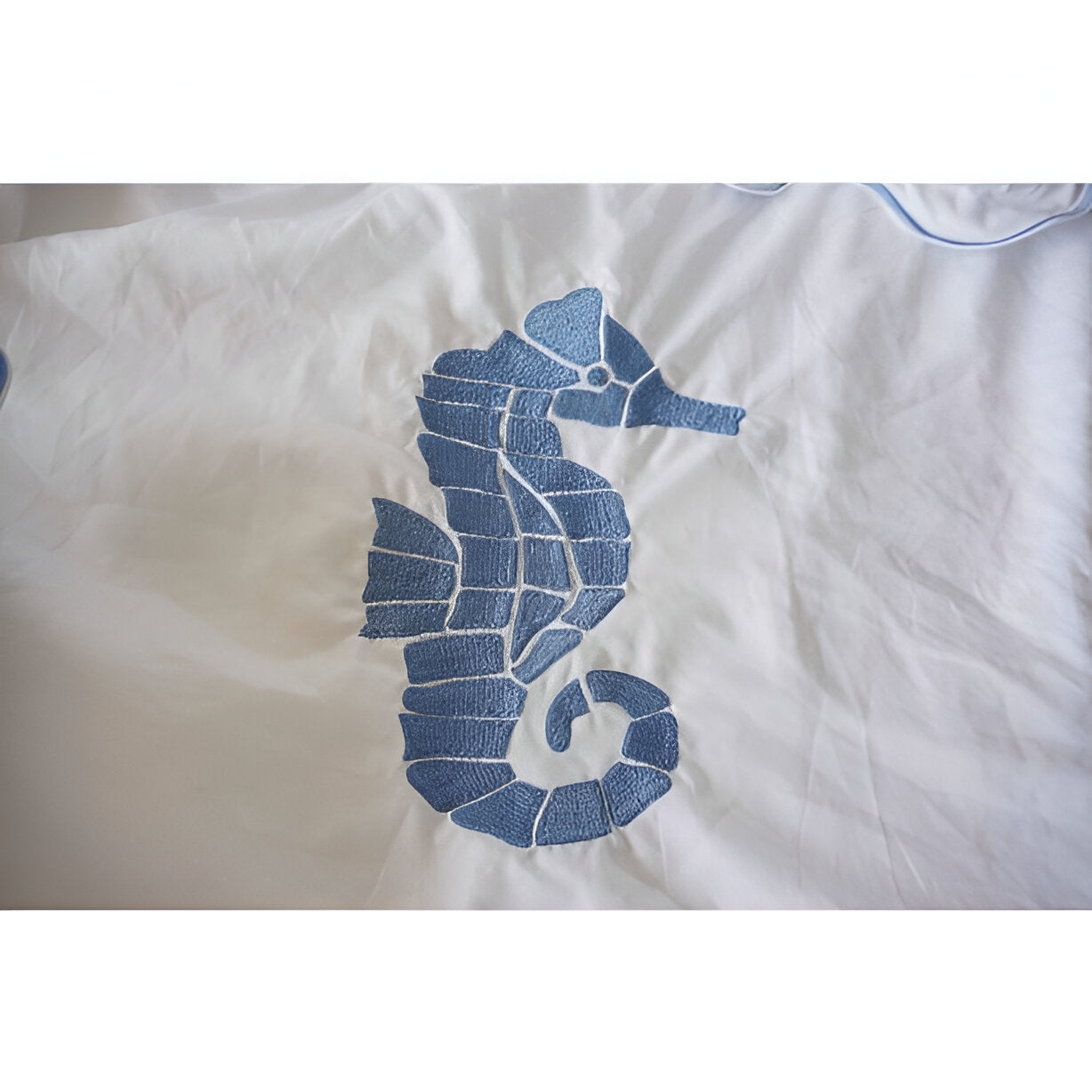 Seahorse Embroidered Cotton Sateen Duvet Cover Set