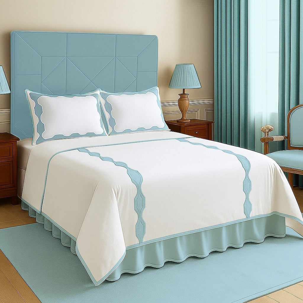 Hexagonal Applique Border Cotton Duvet Cover Set