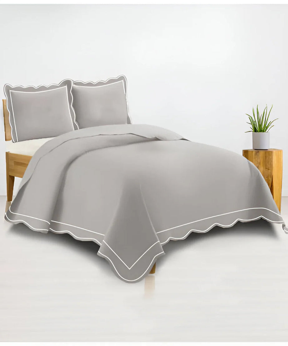 400TC Luxurious Wavy Embroidery & Border Cotton Sateen Duvet Cover Set