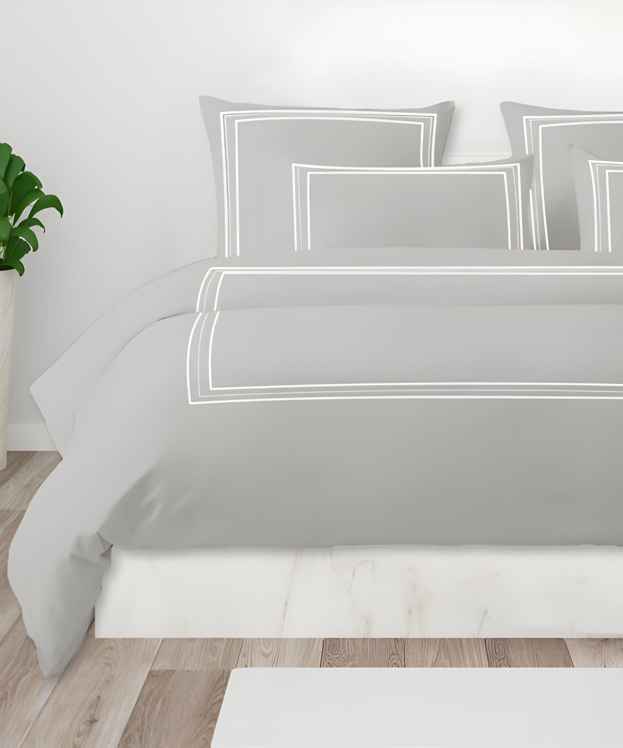 400TC Cotton Classic Luxurious Embroidery Sateen Solid Duvet Cover Set