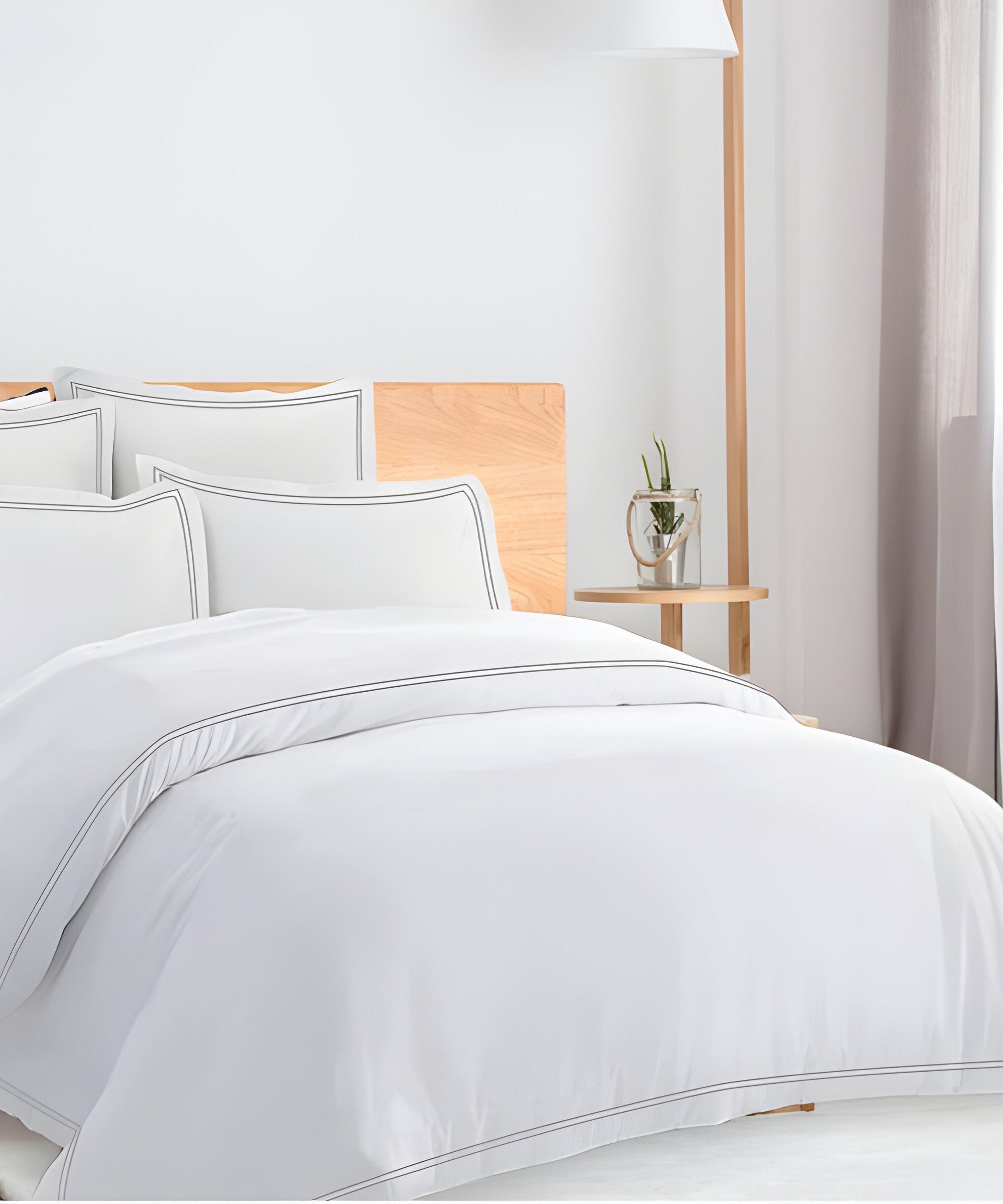 400TC Cotton Double Edge Embroidery Sateen Solid Duvet Cover Set