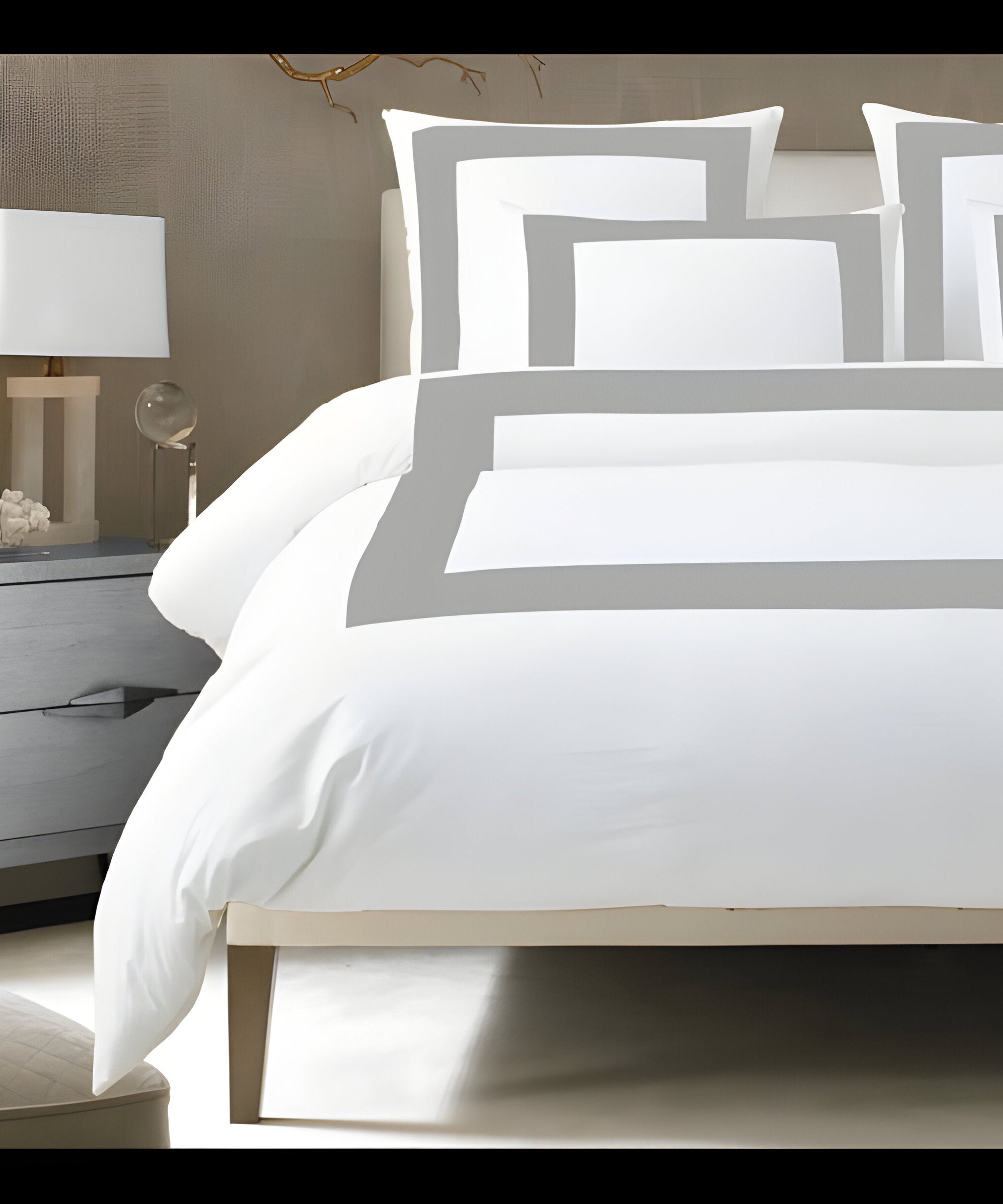 400TC Cotton Sateen Border Frame Duvet Cover Set