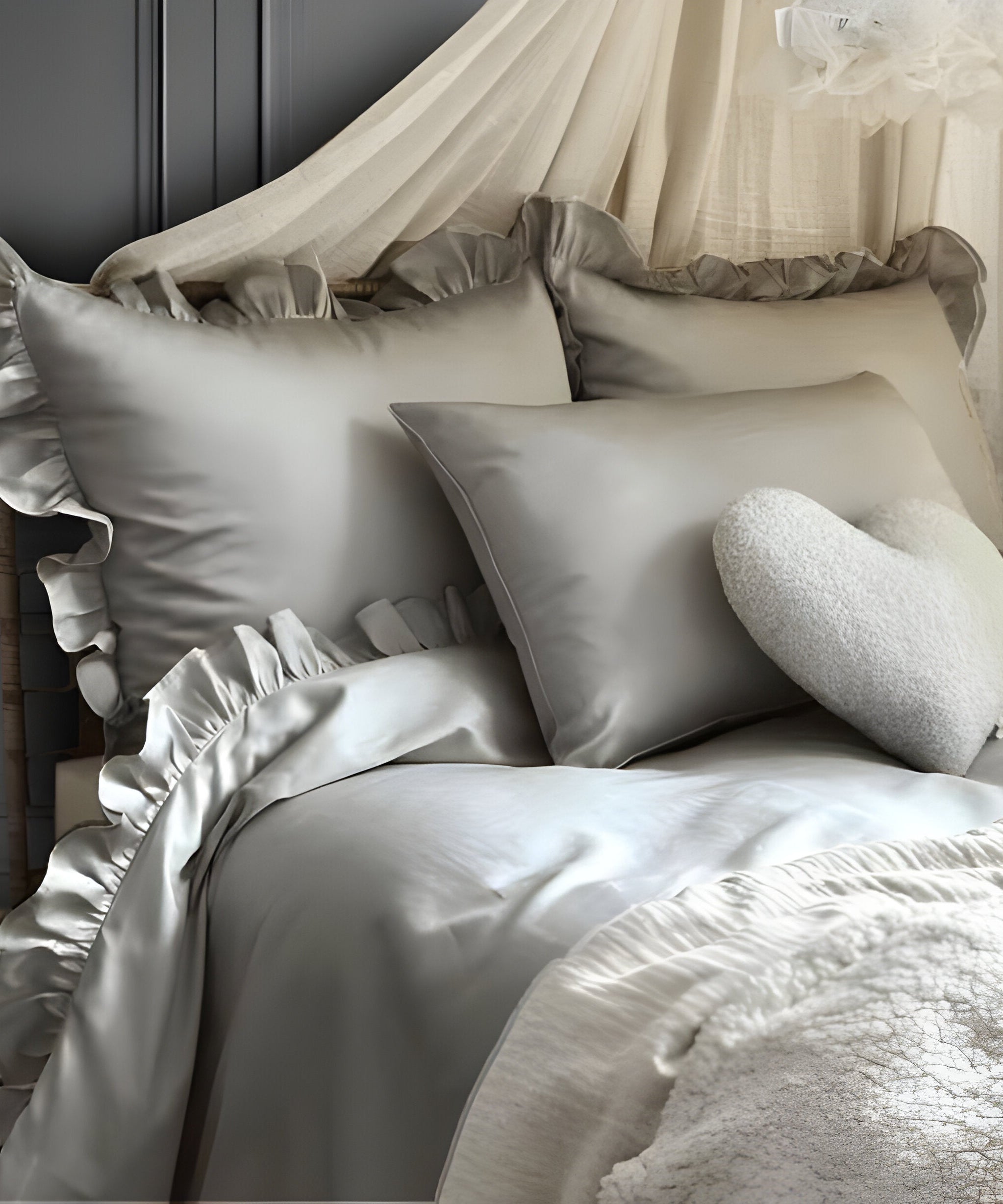 400TC Cotton Sateen Ruffle Duvet Cover Set
