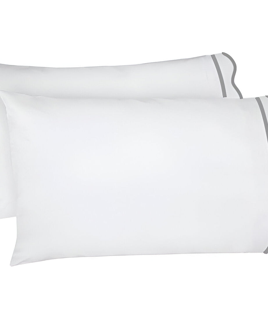 400TC Cotton Scallop Embroidery & Border Sateen Solid Pillowcases (Set Of 2)