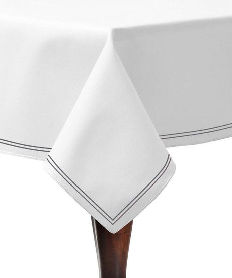 Double Embroidery Border Poly Cotton Sateen Solid Table Cloth