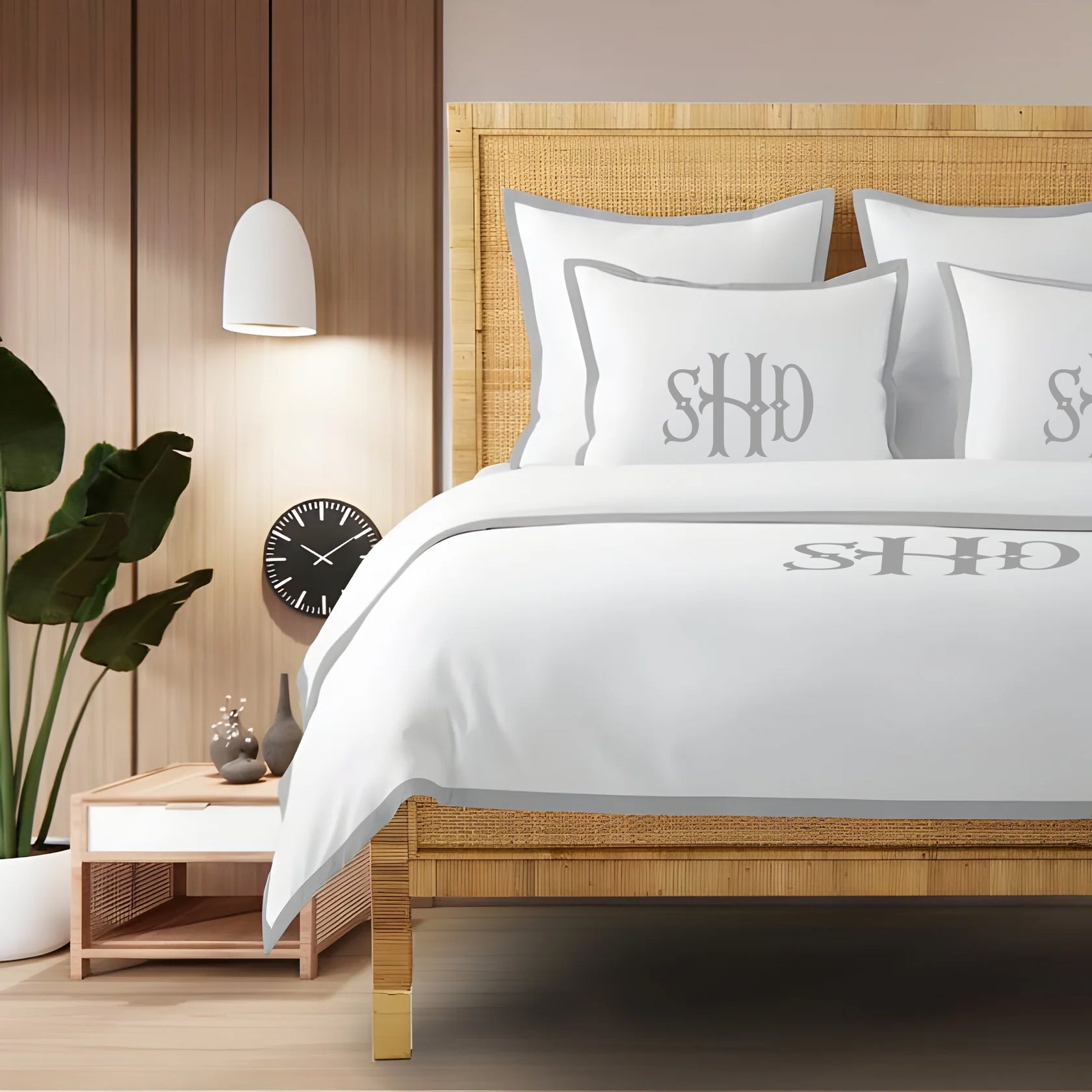 Monogram 400TC Cotton Sateen Edge Border Frame Duvet Cover set