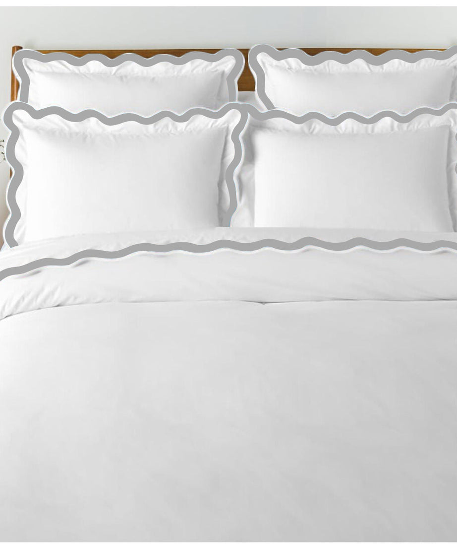 400TC Applique Scalloped Embroidery Cotton Duvet Cover Set