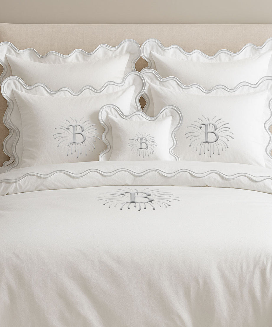Monogram Cotton Luxurious Double Scallop Duvet Cover