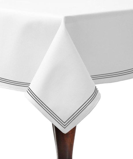 Triple Embroidery Border Sateen Cotton Solid Table Cloth
