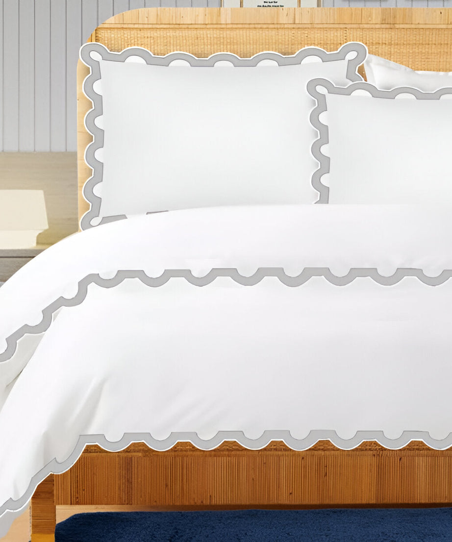 400TC U Shape Applique Embroidery Cotton Duvet Cover Set