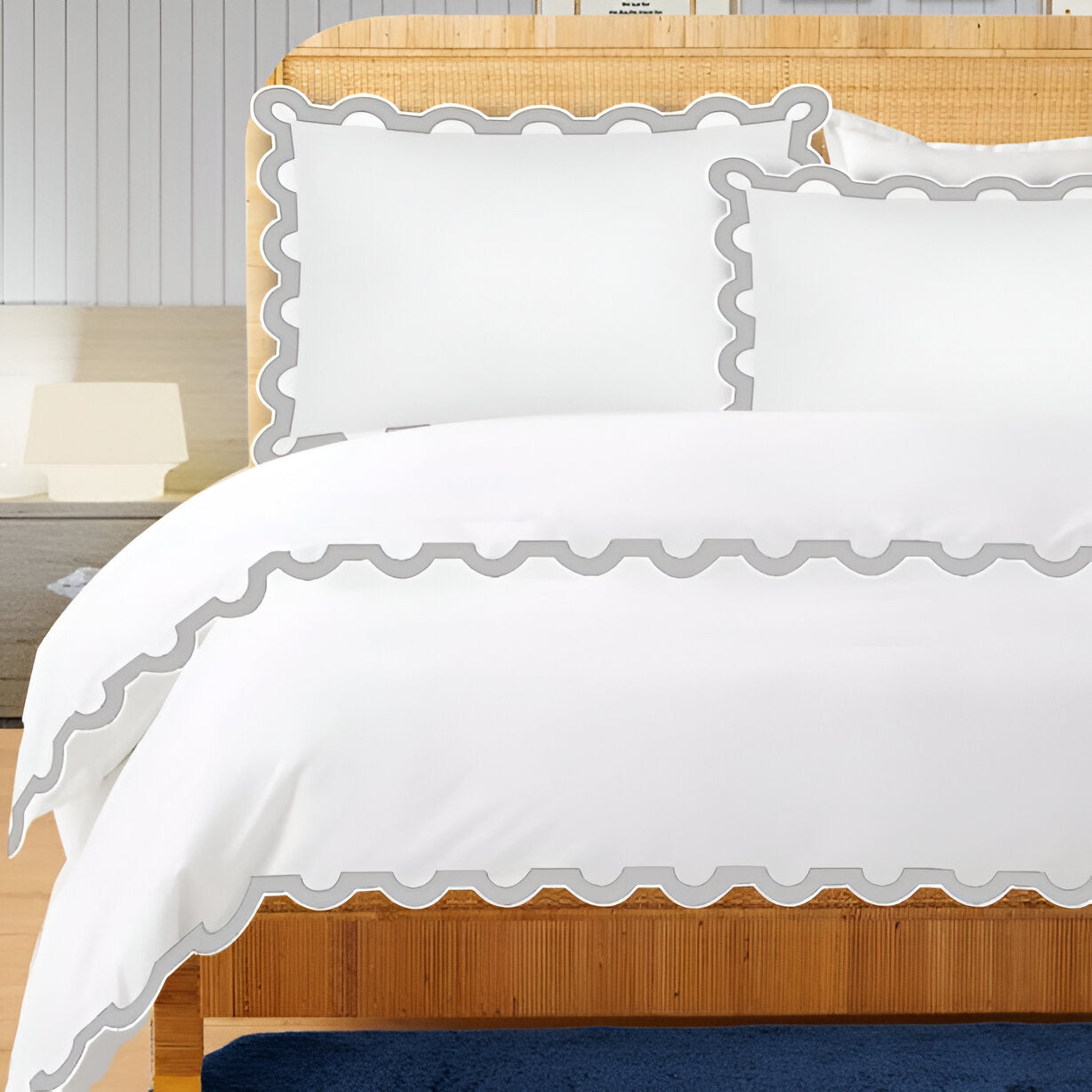 400TC U Shape Applique Embroidery Cotton Duvet Cover Set
