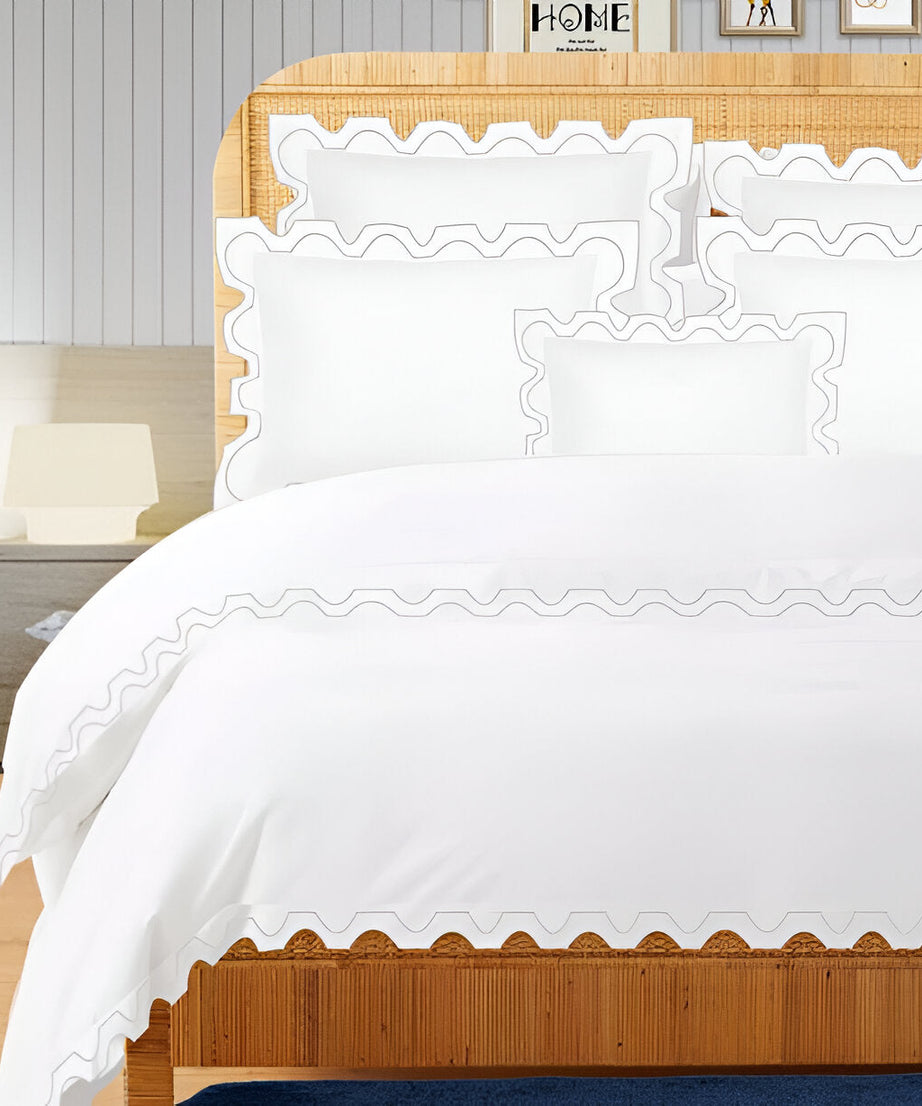 400TC Zig & Zag U Shape Embroidery Cotton Duvet Cover Set