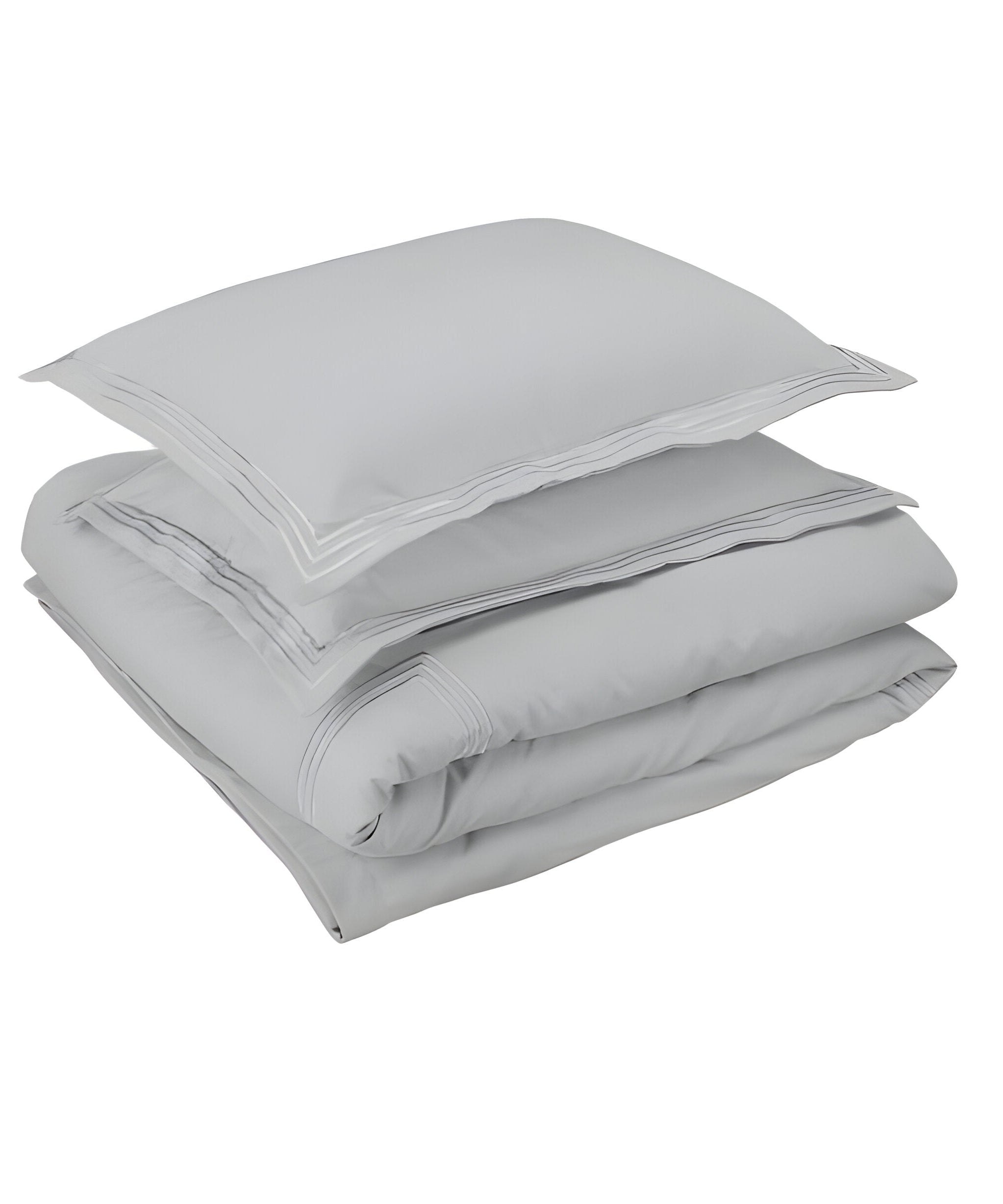 400TC Cotton Luxurious Triple Embroidery Sateen Solid Duvet Cover Set