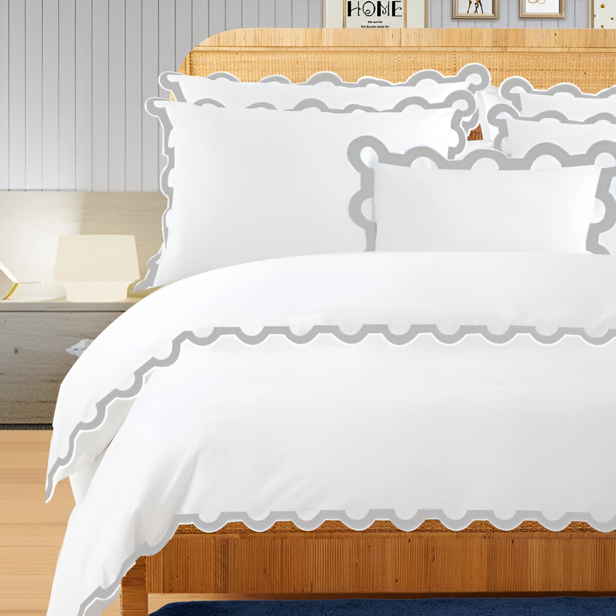 400TC U Shape Applique Embroidery Cotton Duvet Cover Set