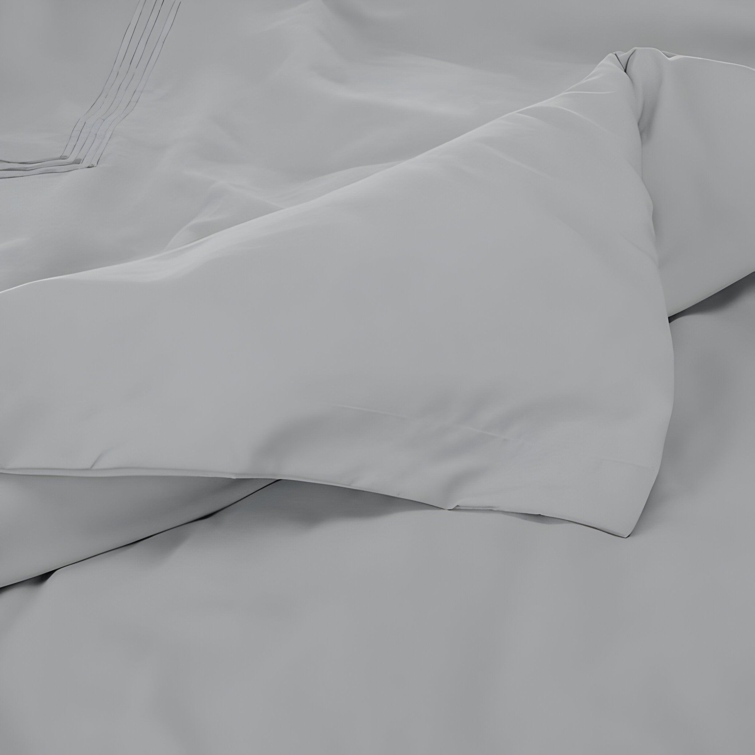 400TC Cotton Luxurious Triple Embroidery Sateen Solid Duvet Cover Set