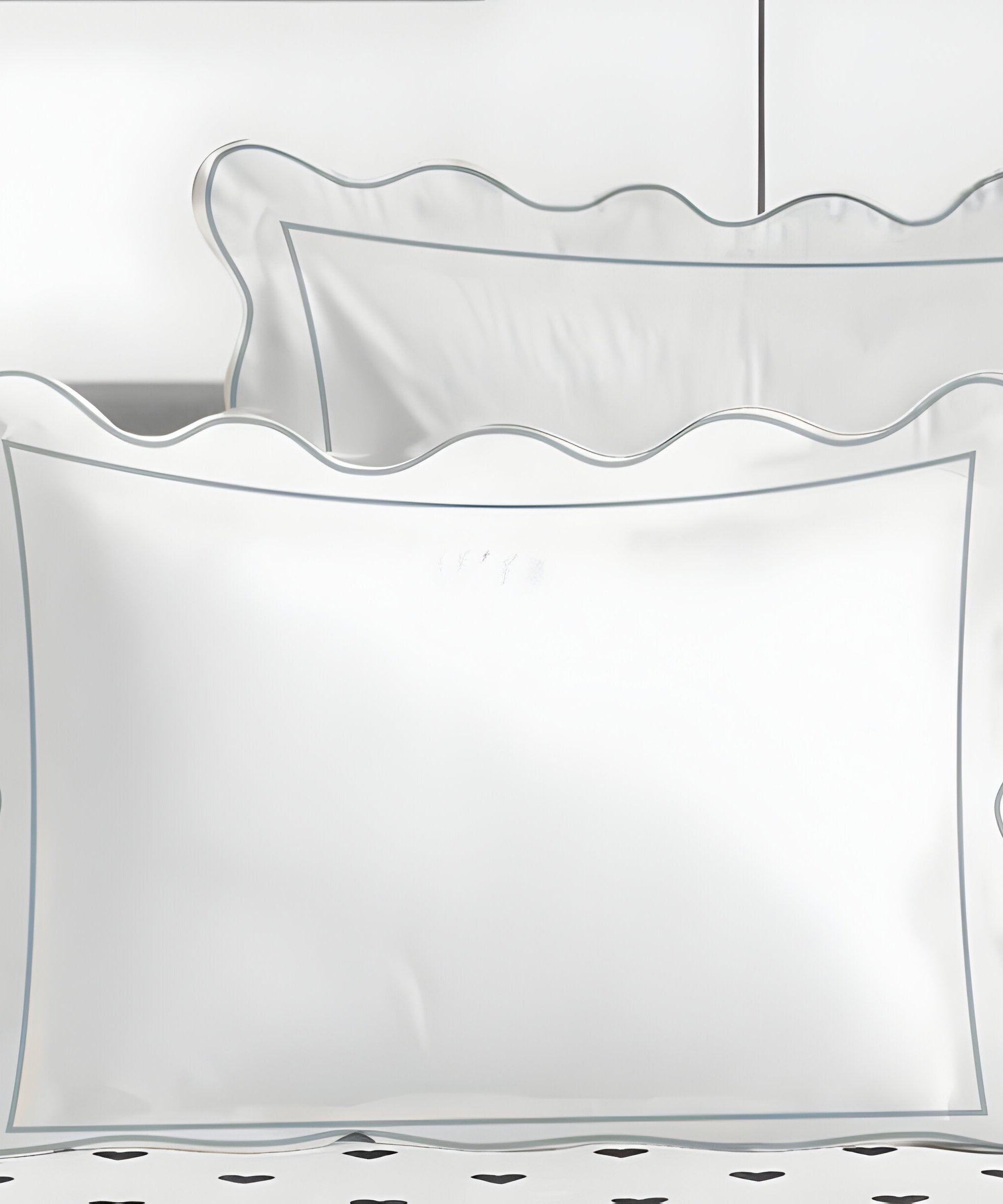 400TC Cotton Scallop Embroidery & Border Sateen Solid Duvet Cover Set