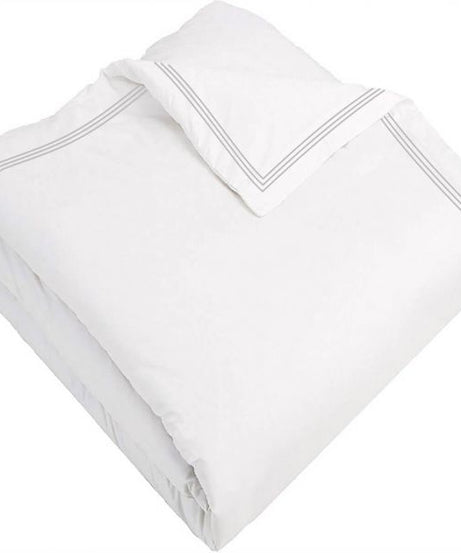 400TC Cotton Triple Edge Embroidery Sateen Solid Duvet Cover Set