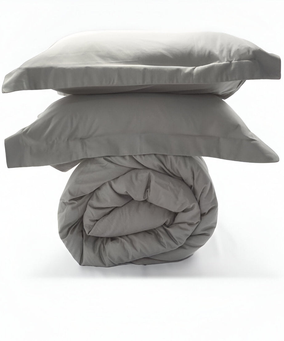 400TC Sateen Solid Cotton Round Duvet Cover Set
