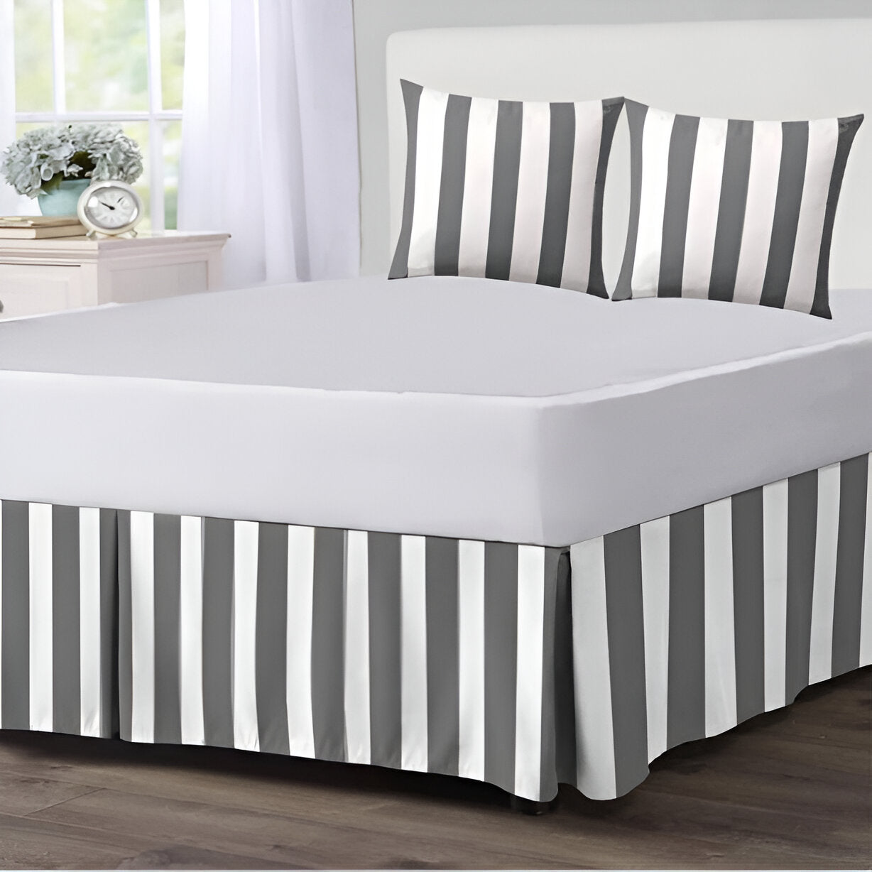 400TC Stripe Border Frame Cotton Sateen Duvet Cover Set