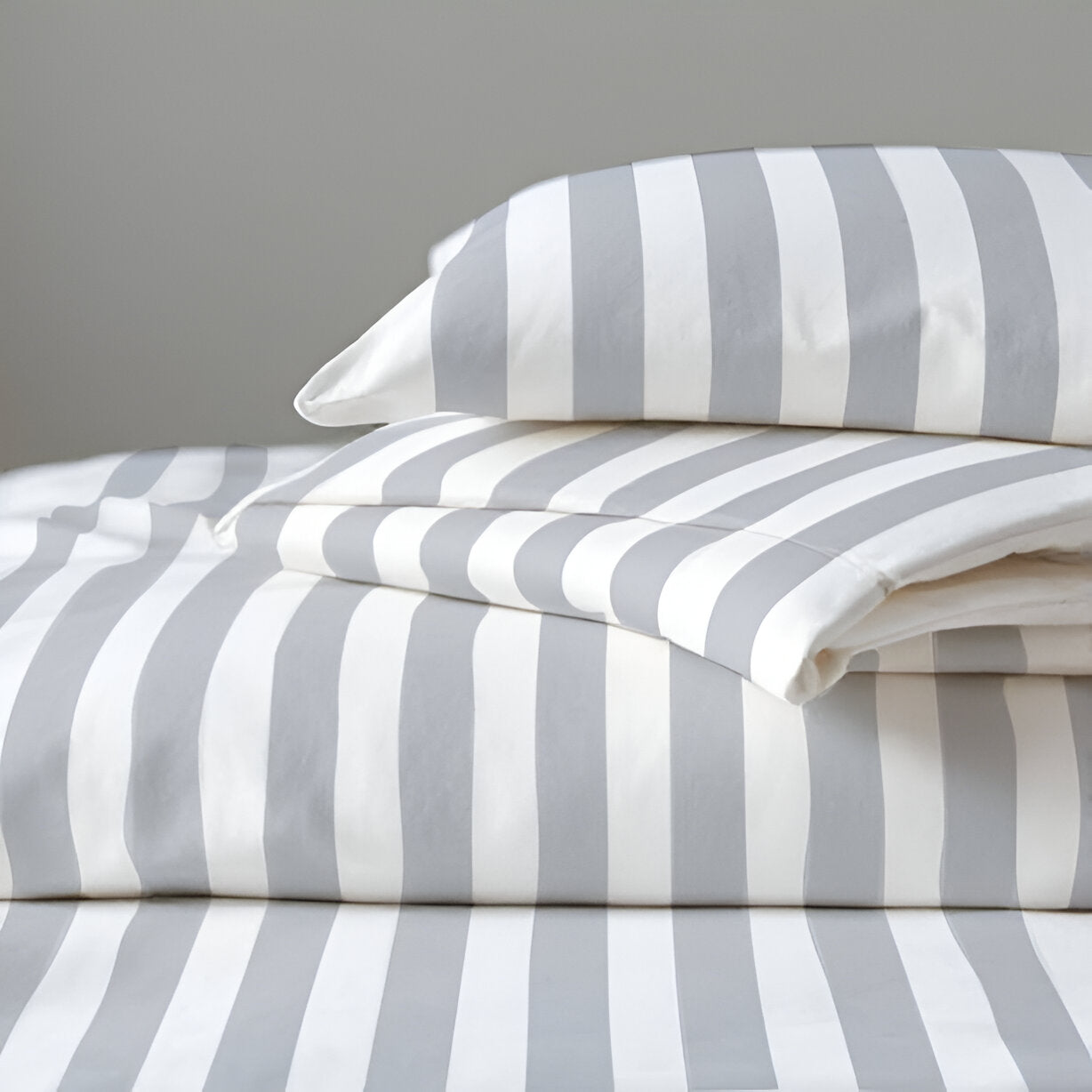 400TC Stripe Border Frame Cotton Sateen Duvet Cover Set
