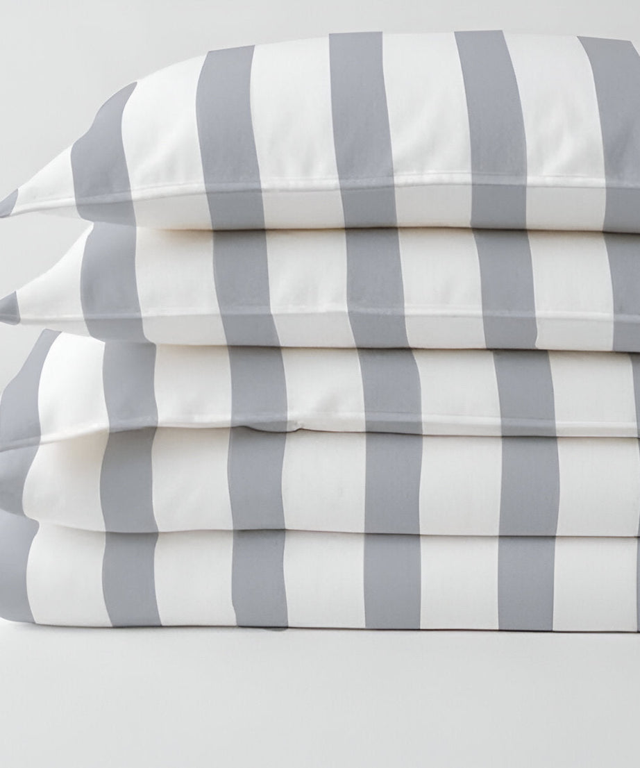 400TC Stripe Border Frame Cotton Sateen Duvet Cover Set
