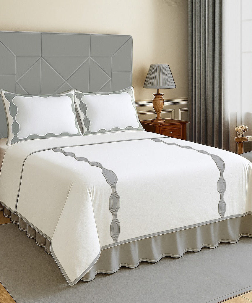 Hexagonal Applique Border Cotton Duvet Cover Set