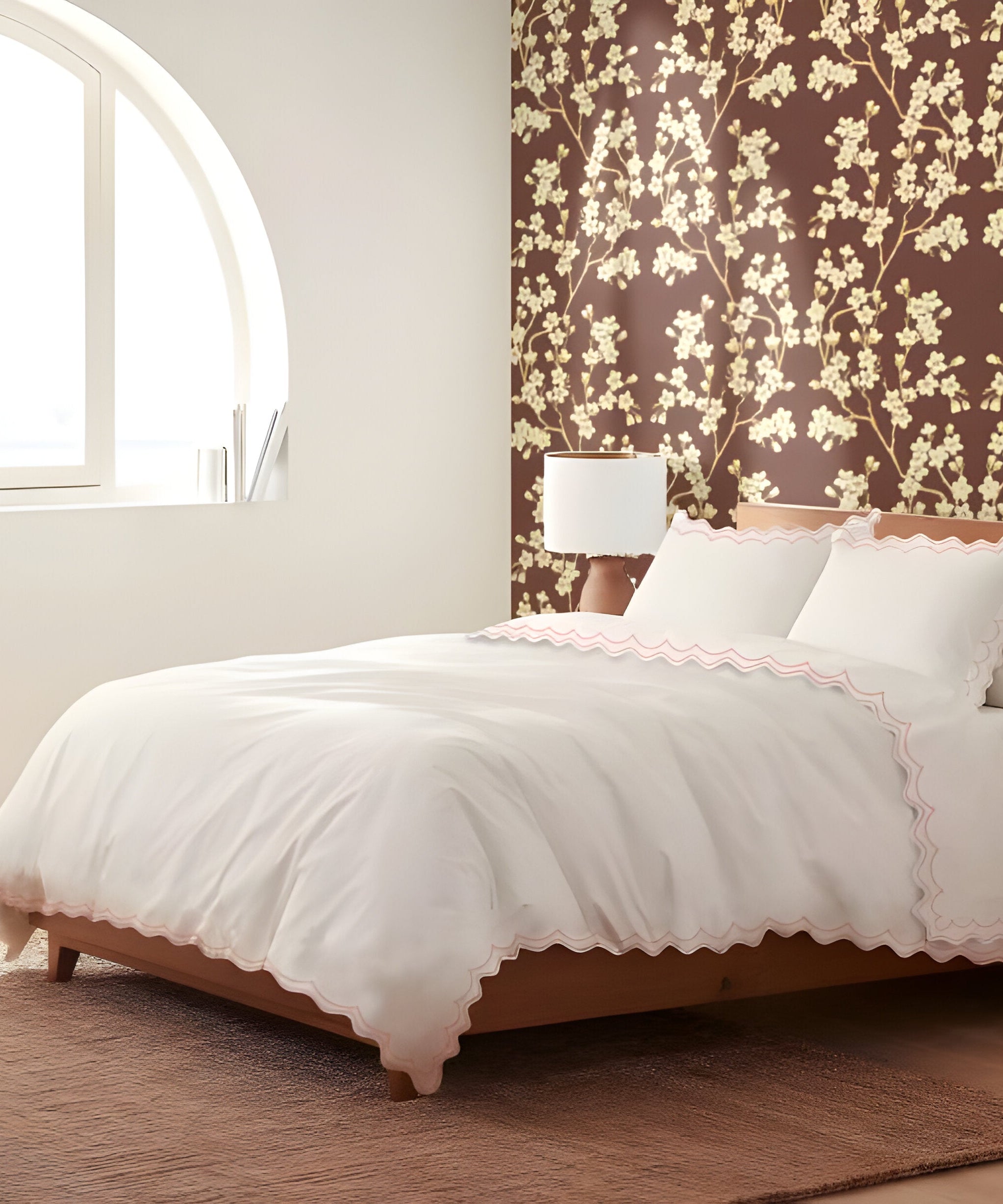 400TC Cotton Sateen Double Scallop Embroidery Duvet Cover Set