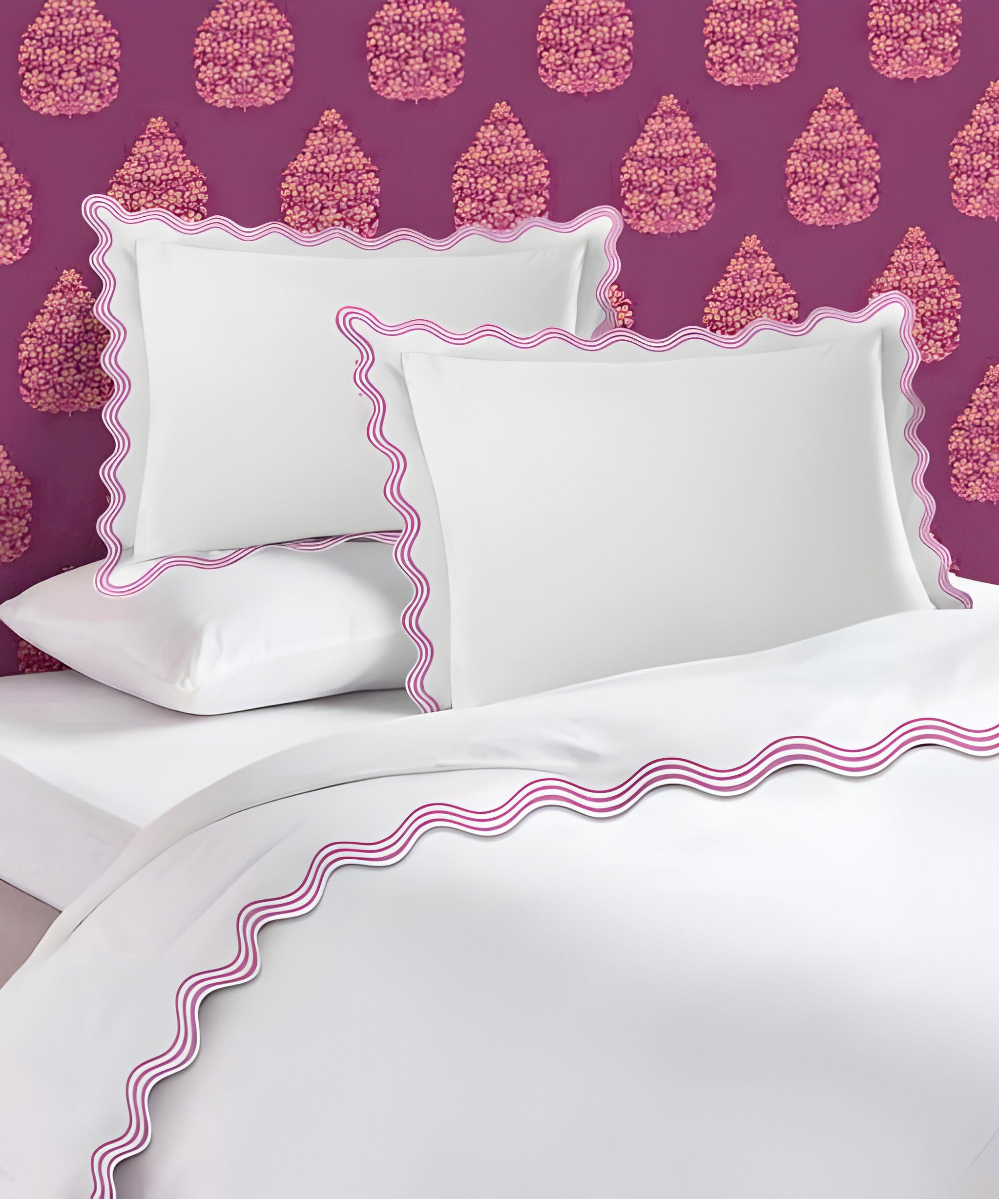 400TC Cotton Sateen Triple Scallop Embroidery Duvet Cover Set