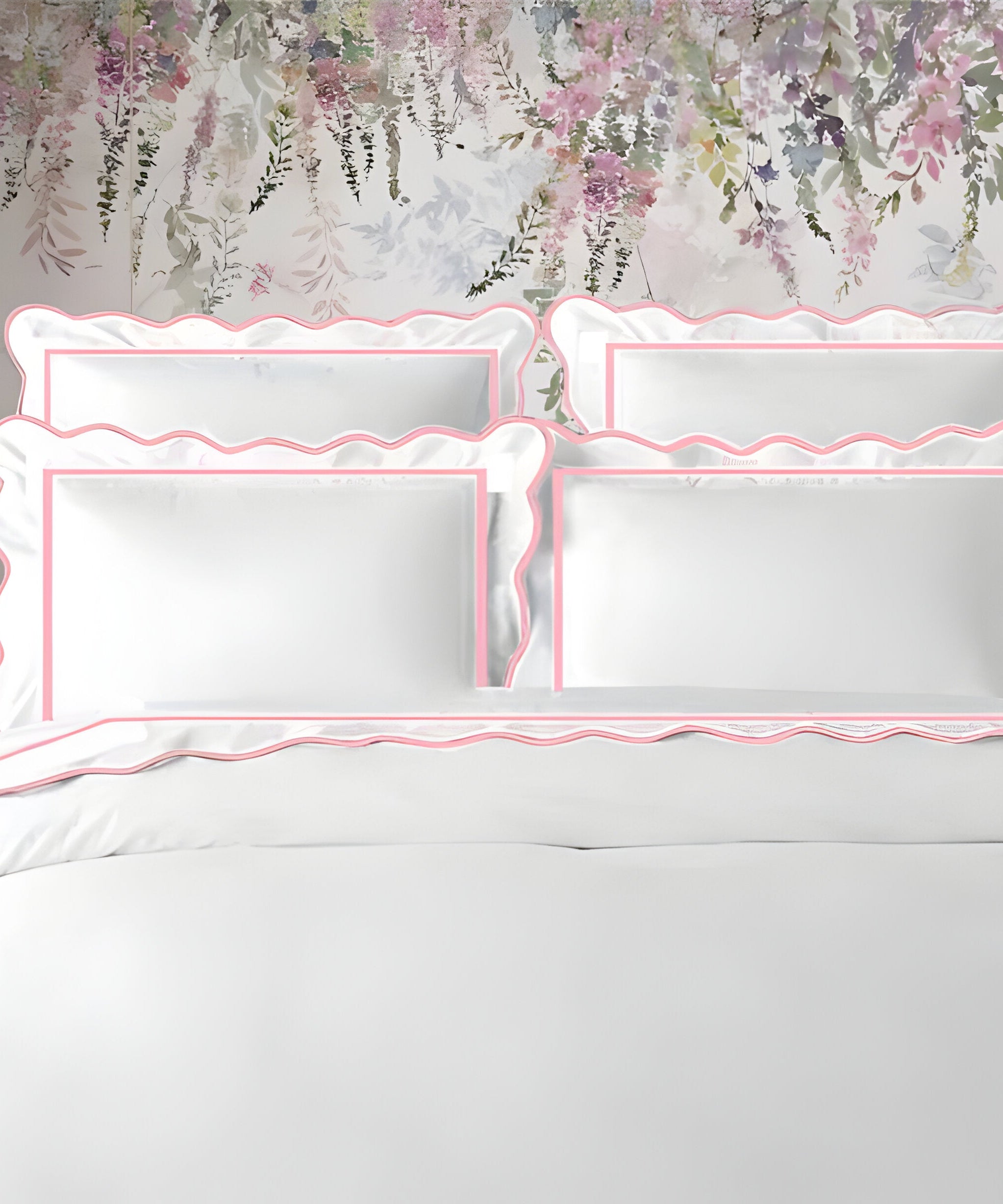400TC Cotton Scallop Embroidery & Border Sateen Solid Duvet Cover Set