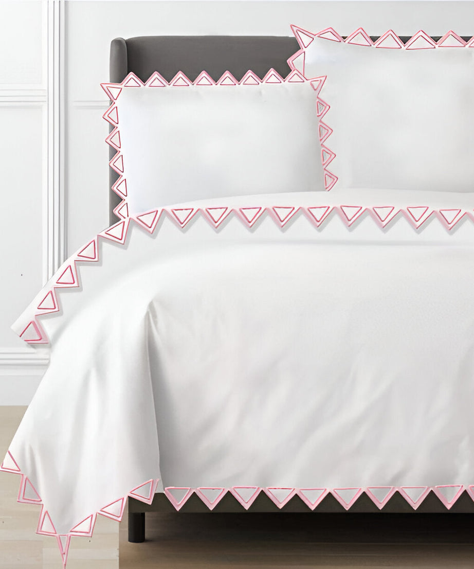 Ashley 400TC Cotton Traingle Embroidery Sateen Solid Duvet Cover Set