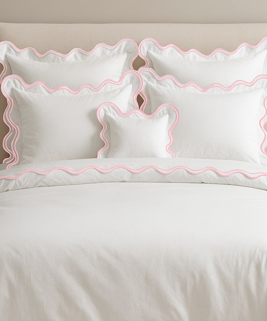 400TC Cotton Sateen Luxurious Double Scalloped Duvet Cover Set