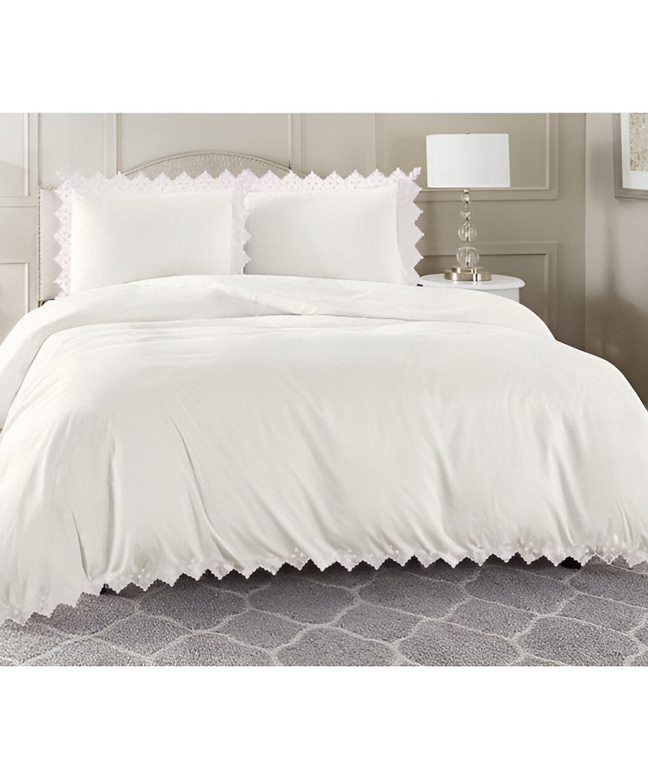Elegant Flower Embroidered Duvet Cover Set