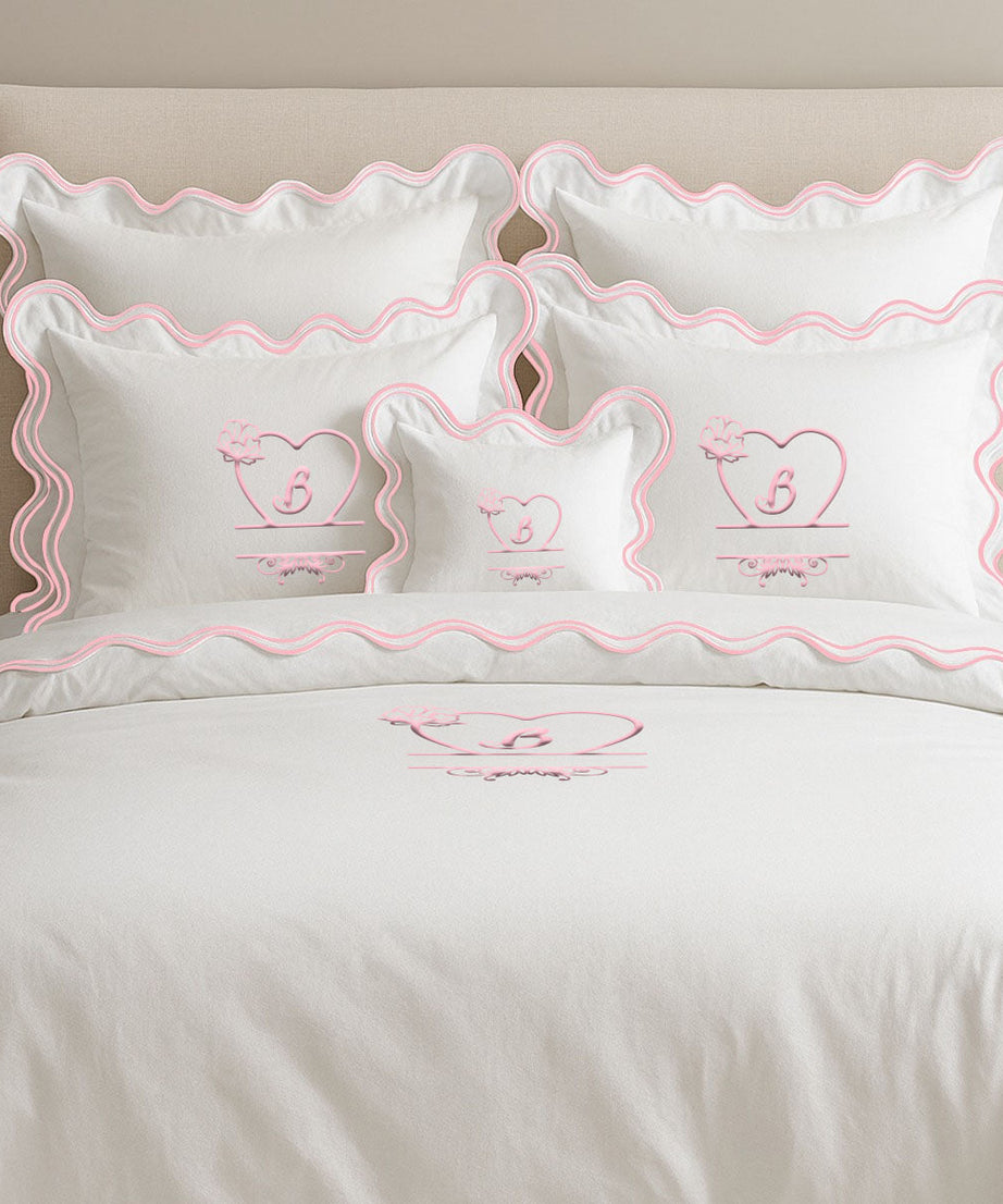Monogram Cotton Luxurious Double Scallop Duvet Cover