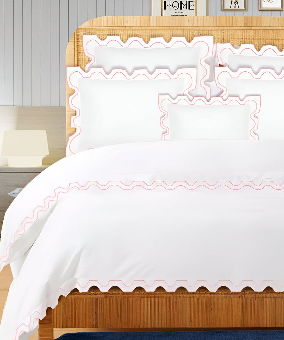 400TC Zig & Zag U Shape Embroidery Cotton Duvet Cover Set