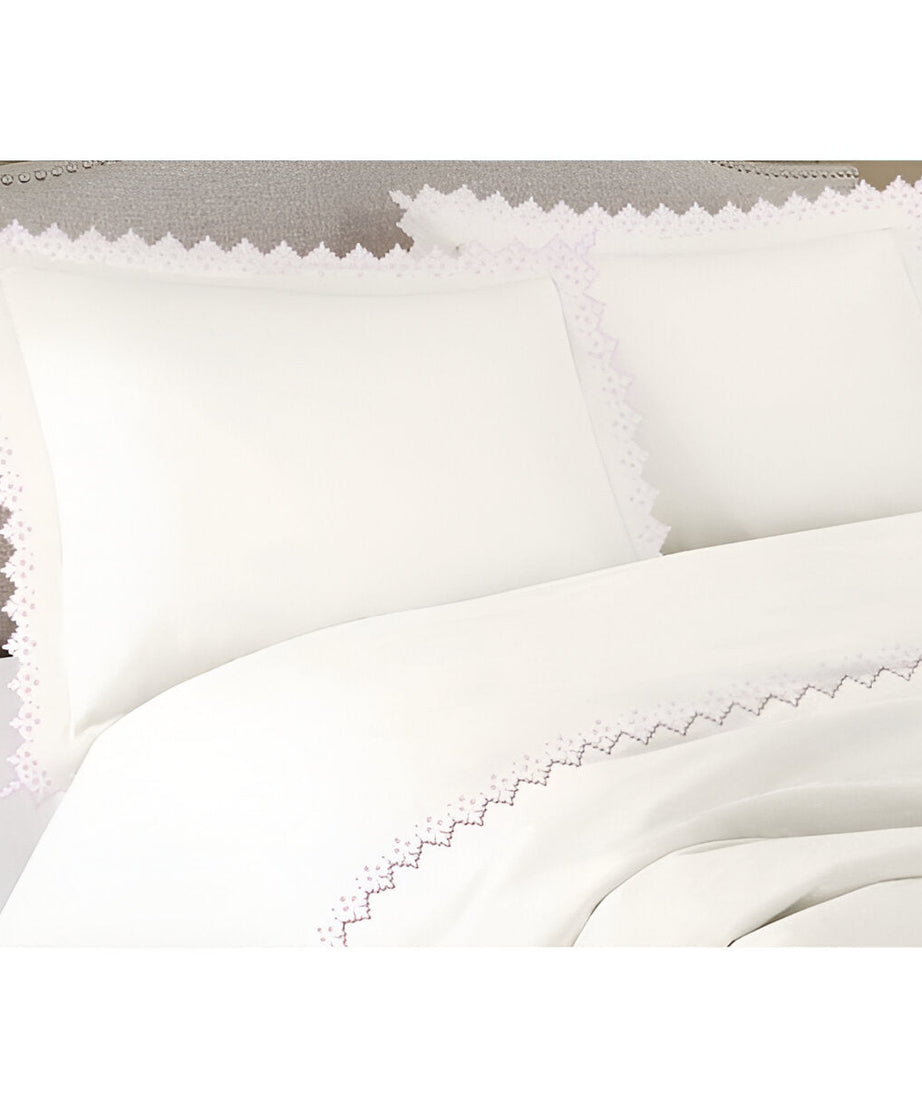 Elegant Flower Embroidered Duvet Cover Set
