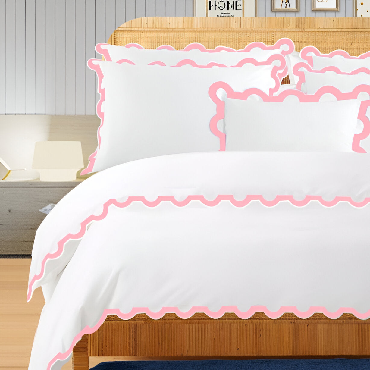 400TC U Shape Applique Embroidery Cotton Duvet Cover Set