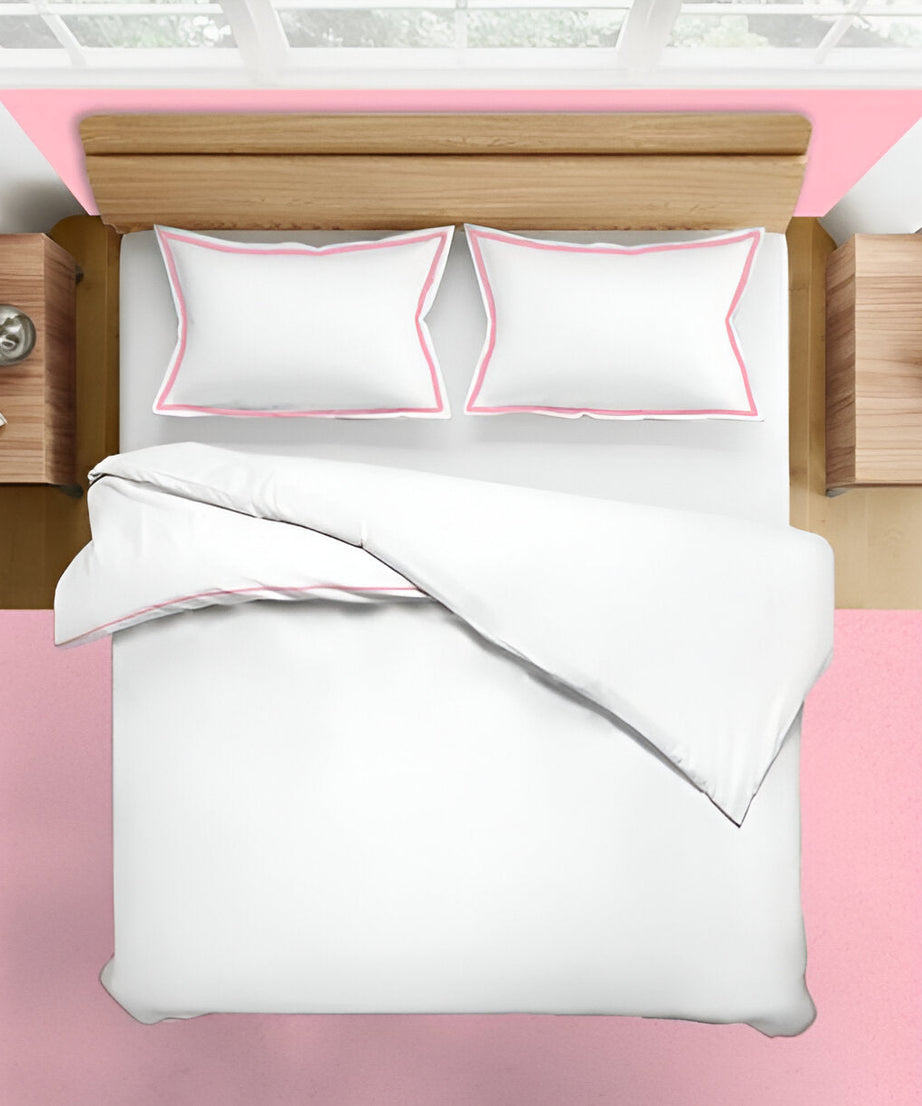 400TC Embroidery Cotton Sateen Solid Duvet Cover Set