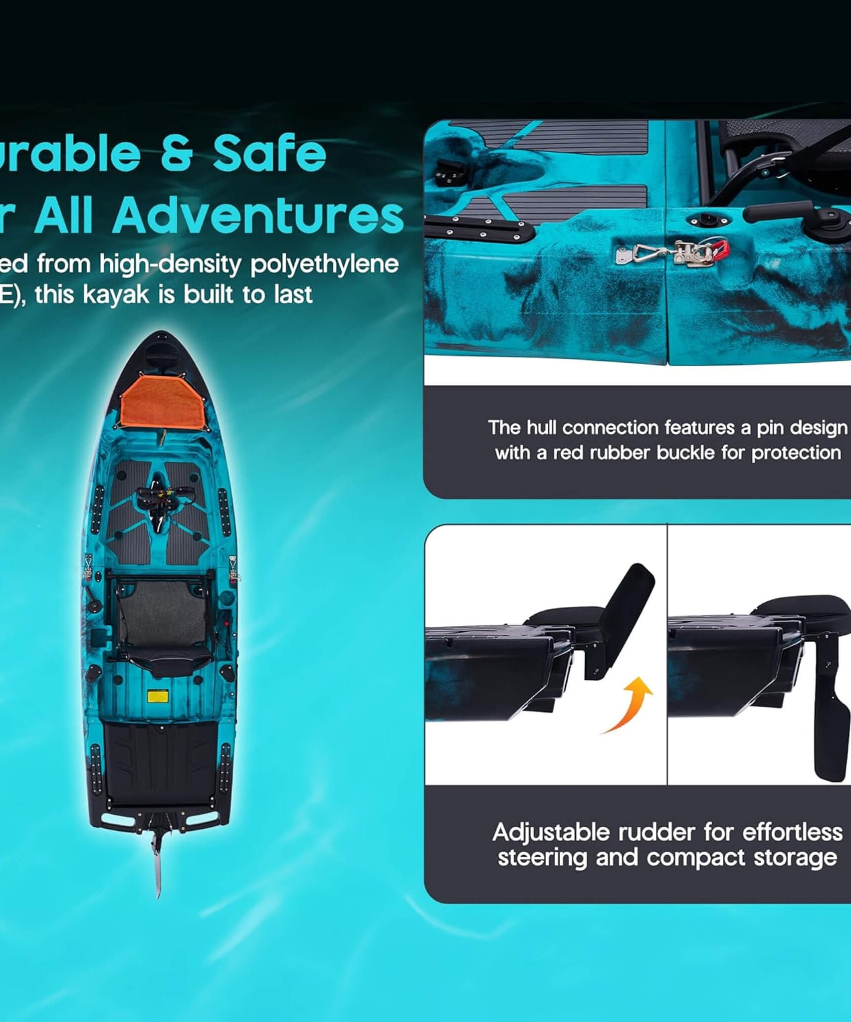Lightweight 10FT 1-Person Modular Fishing Kayak With Fin Drive System (SAK21489)
