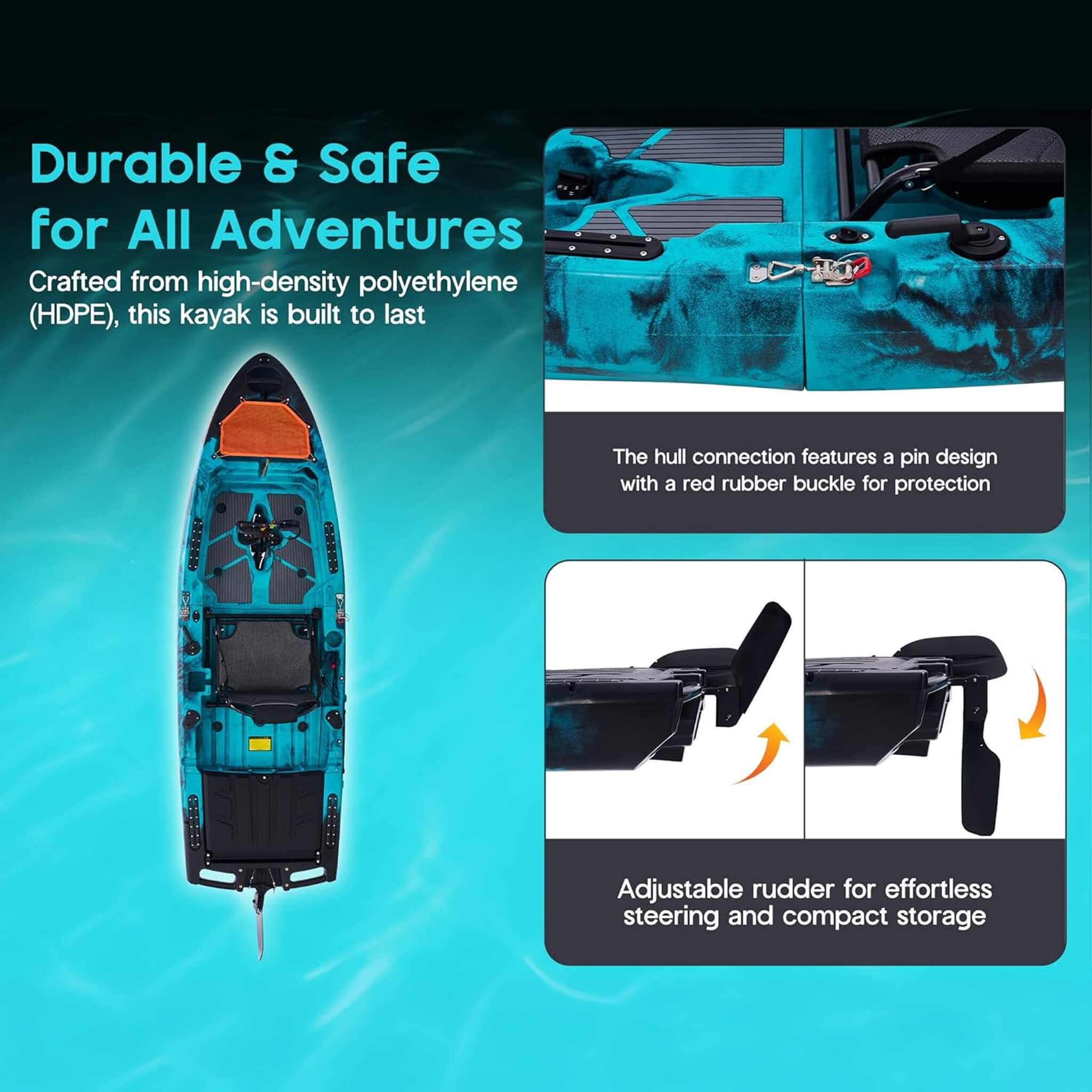 Lightweight 10FT 1-Person Modular Fishing Kayak With Fin Drive System (SAK21489)